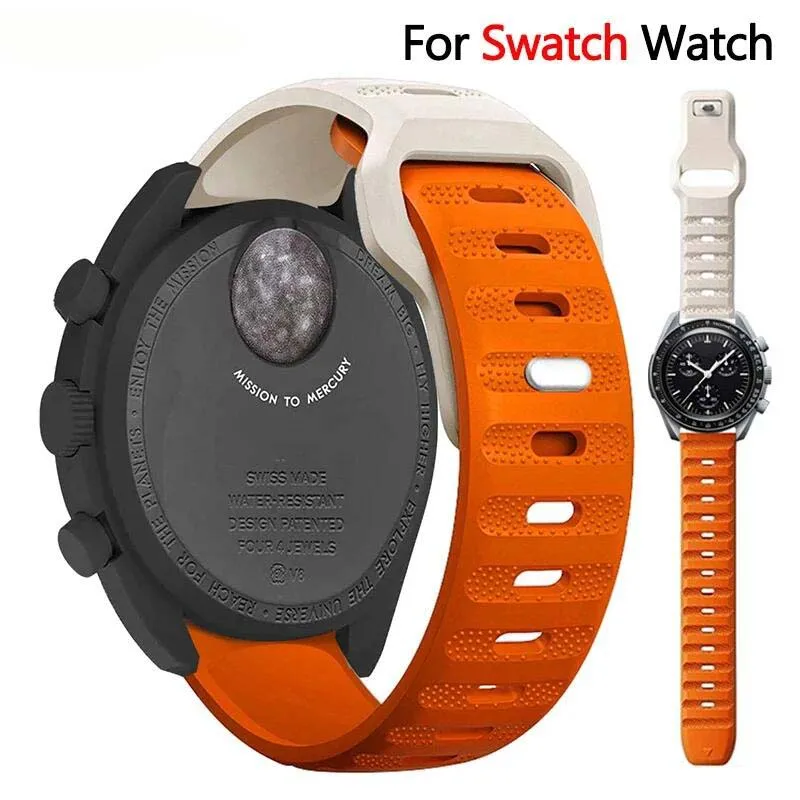 20mm Silicone Watch Band for Omega X Swatch Joint MoonSwatch Strap Men Women Double Color Sport Quick Release Wrist Bracelet