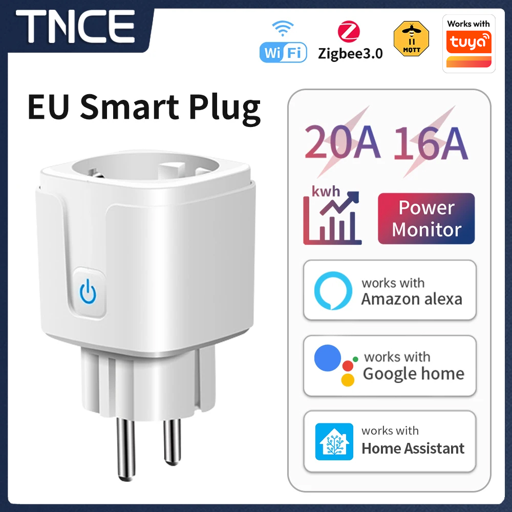 Szaoiju Smart Plug WiFi Socket EU 16A/20A With Power Monitor Timing Function Tuya Smart Life APPAlexa Home