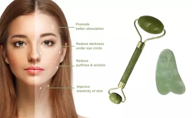 Zureni Natural Jade Face Massager Roller & Gua Sha