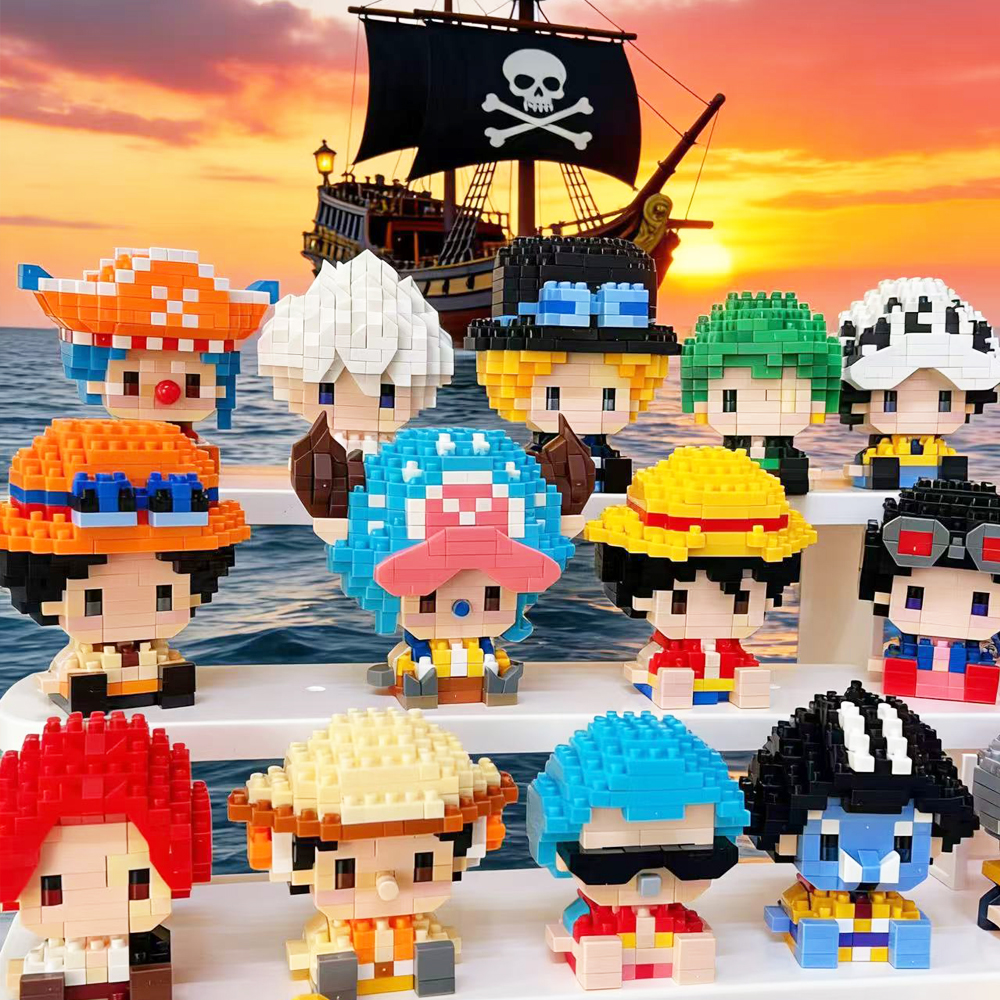 AA Anime Building Block Chopper Buggy Assembly Micro Building Block Zoro Robin Character Model Mini Bricks Figure Toys For