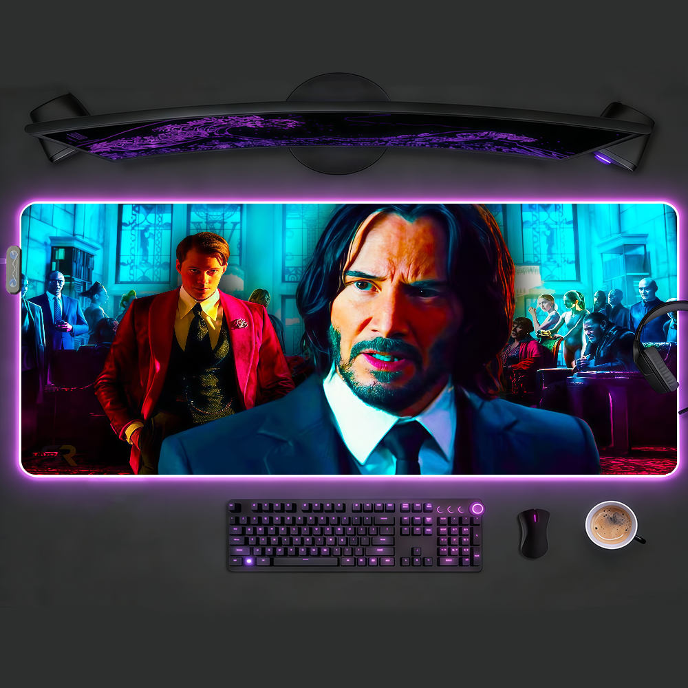 V-ValheimES Mouse Pad RGB LED Non-slip Desk Mat Gaming Accessories Large XXL Computer Office Keyboard Carpet