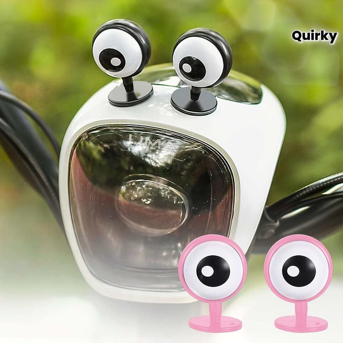 2pcs Electric Vehicle Eye Decorations - Cute Car & Helmet Mod, Quirky Motorcycle Accessories