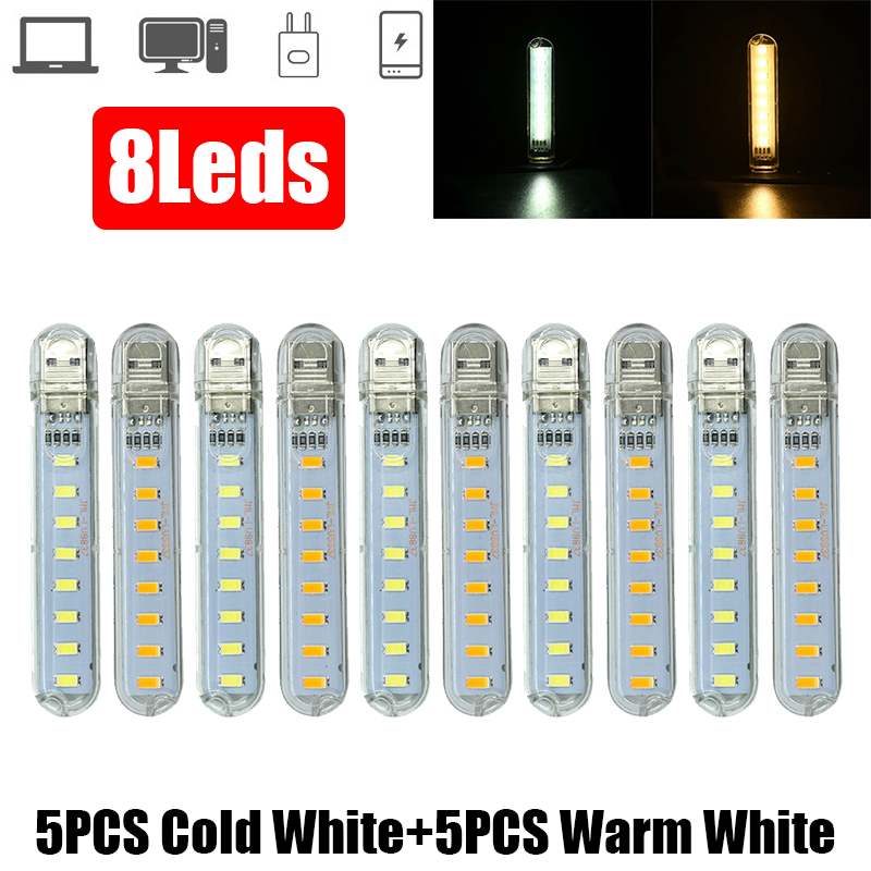 2/4/10PCS USB LED Mini Book Light DC 5V LED Desk Reading Lamp Portable LED Night Light For Power Bank Laptop Computer Lighting