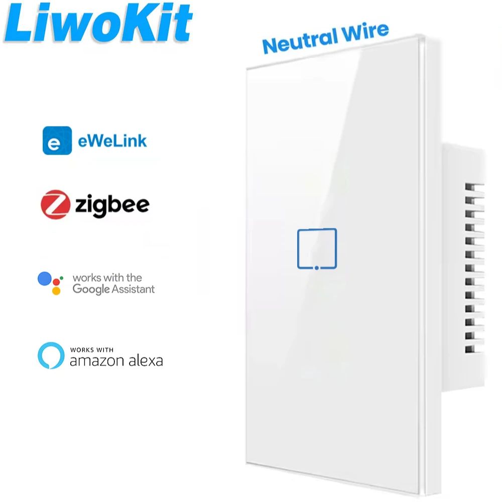 LiwoKit ZigBee eWelink App Wall Touch Smart Light Switch With Neutral compatible AlexaGoogle lightify
