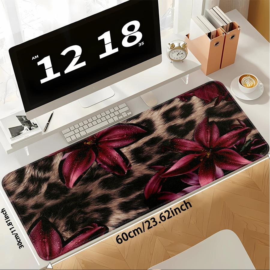 Leopard Print Flowers Mouse Pad Game Console Pad office Pad Computer Laptop Pad Keyboard Mouse Pad Desk accessories overlock