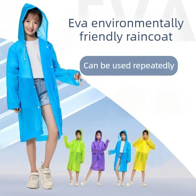 1 Piece EVA Raincoat Extra Large Thick Children's Raincoat Extra Long One-Piece Multi-Function Raincoat