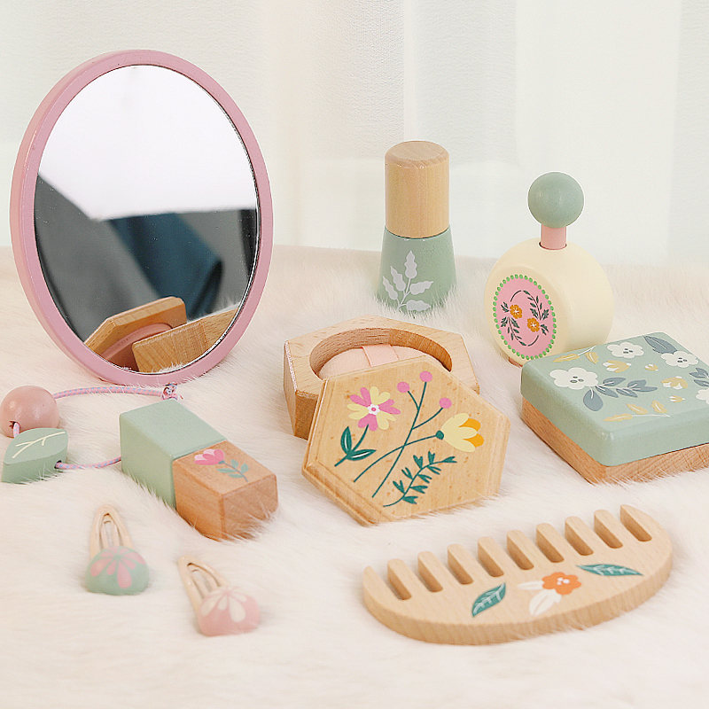 Children's Simulation Makeup Toys, Playing House, Wooden Girl Role-Playing, Dressing Up, , Makeup Bag Set
