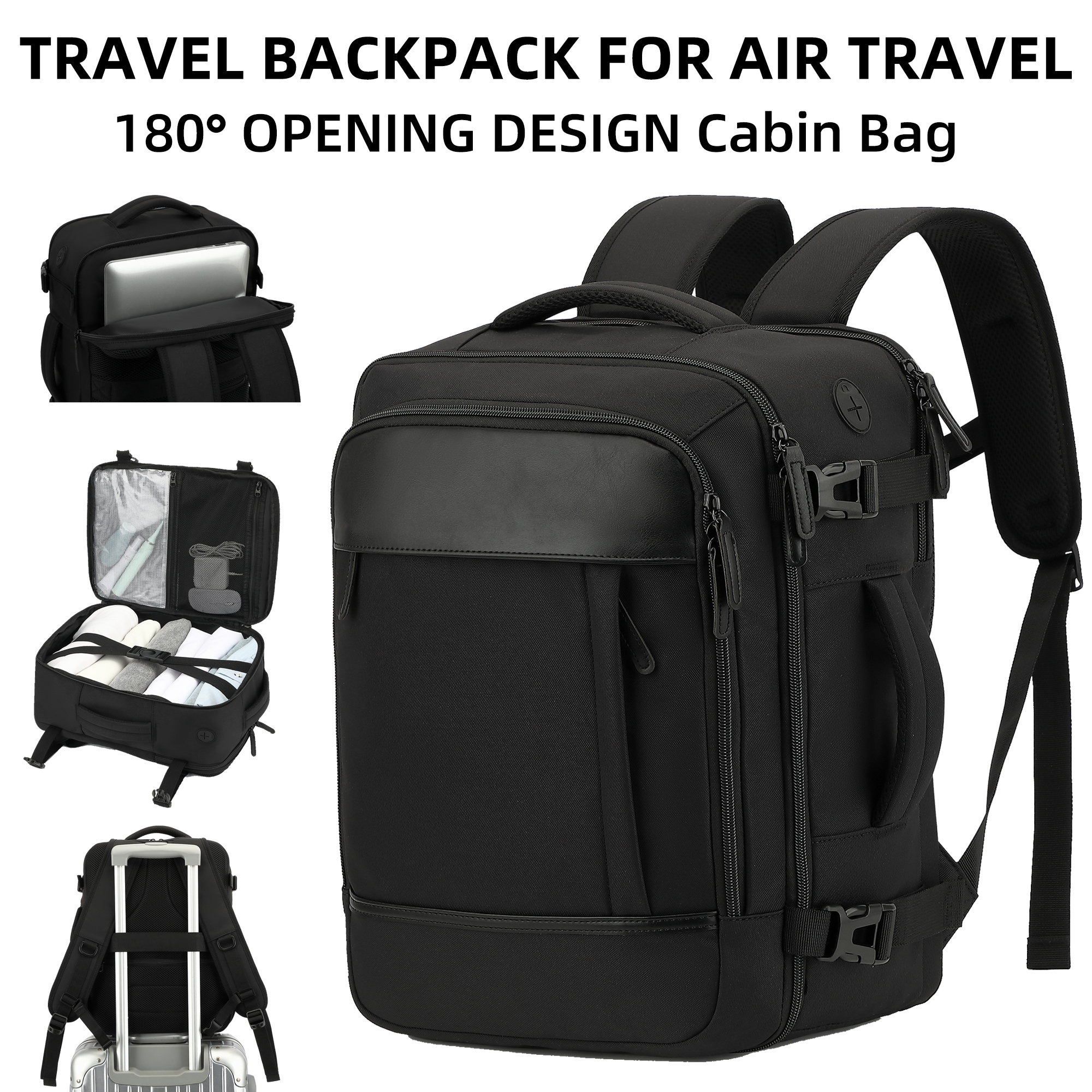 Ryanair 40x30x20 24L Travel Laptop Backpack with Charging Port, College High School Backpack Airline Approved Business Work Bag