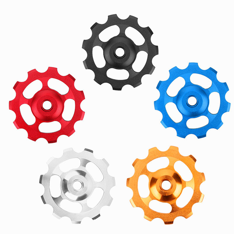 1pc Bicycle aluminum alloy rear derailleur guide wheel bearing anode CNC11 tooth derailleur riding equipment accessories