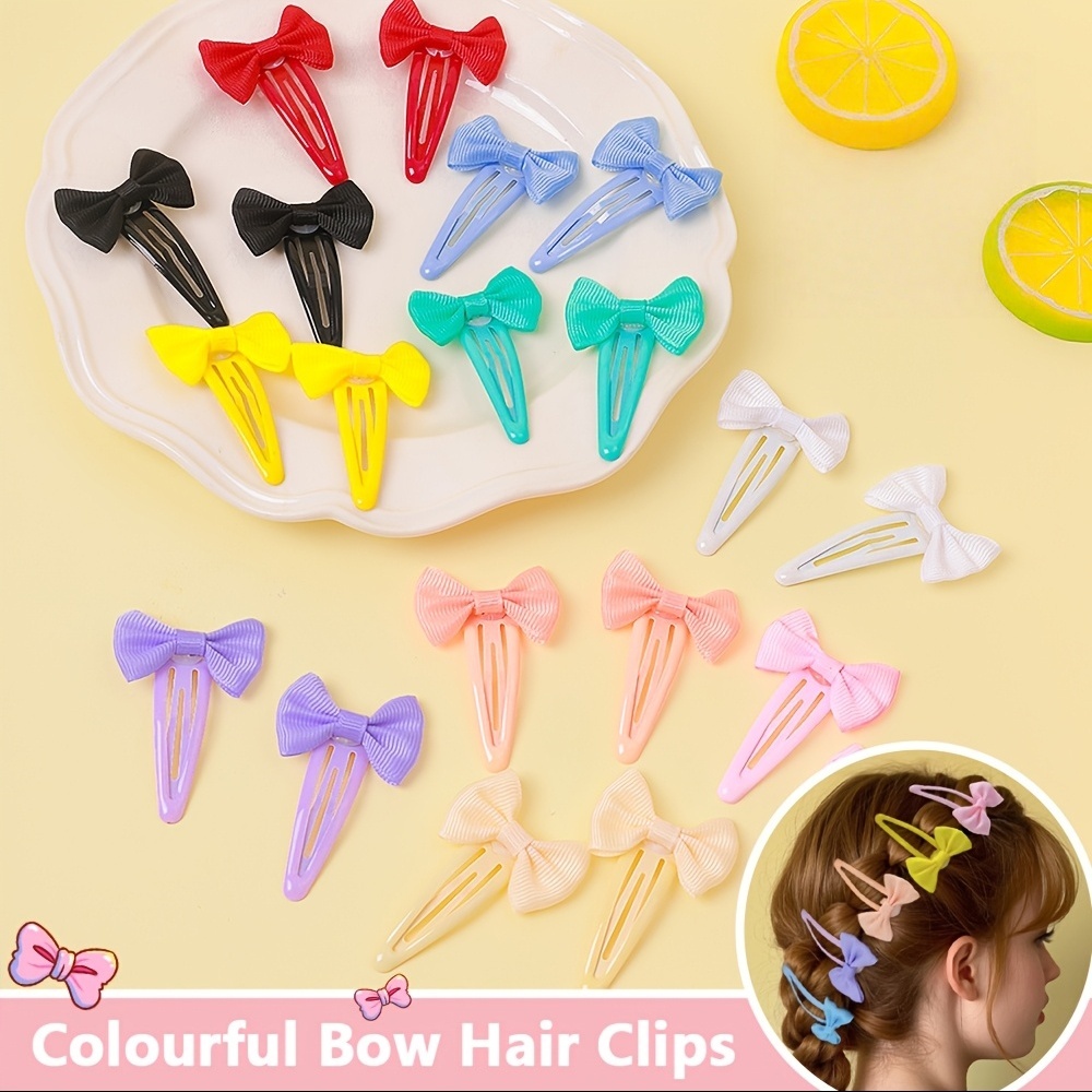 20 Pieces of Multi-Color Cute Bow Water Drop Clips Suitable for Girls, a Must-Have for Fashionable Women