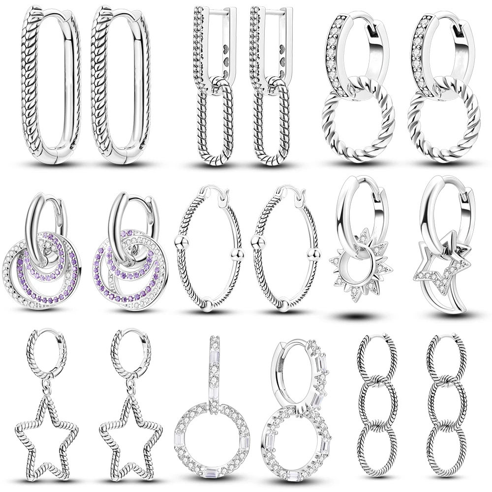 New Silver Plated Earrings Zircon Snake Bone Start Hoop Earrings For Women Making Jewelry DIY Party Wedding