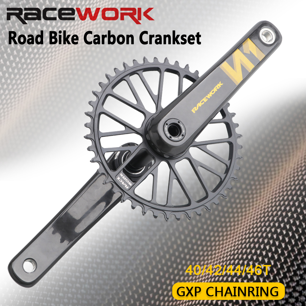 RACEWORK Carbon Fiber Crankset Road Bike Crank 11/12 Speed 170mm Chainring 50-34T/52-36T/53-39T For SRAM GXP Gravel Bicycle Part
