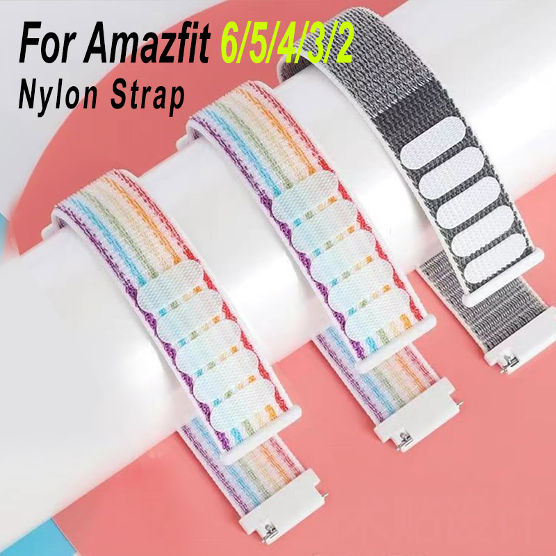 Nylon loop strap For bip 6-5-3/u/S/pro Sport 20mm/22mm Bracelet for GTS 4/3/2/2e/4 Mini/GTR 4/3/3 Pro/2/2e band