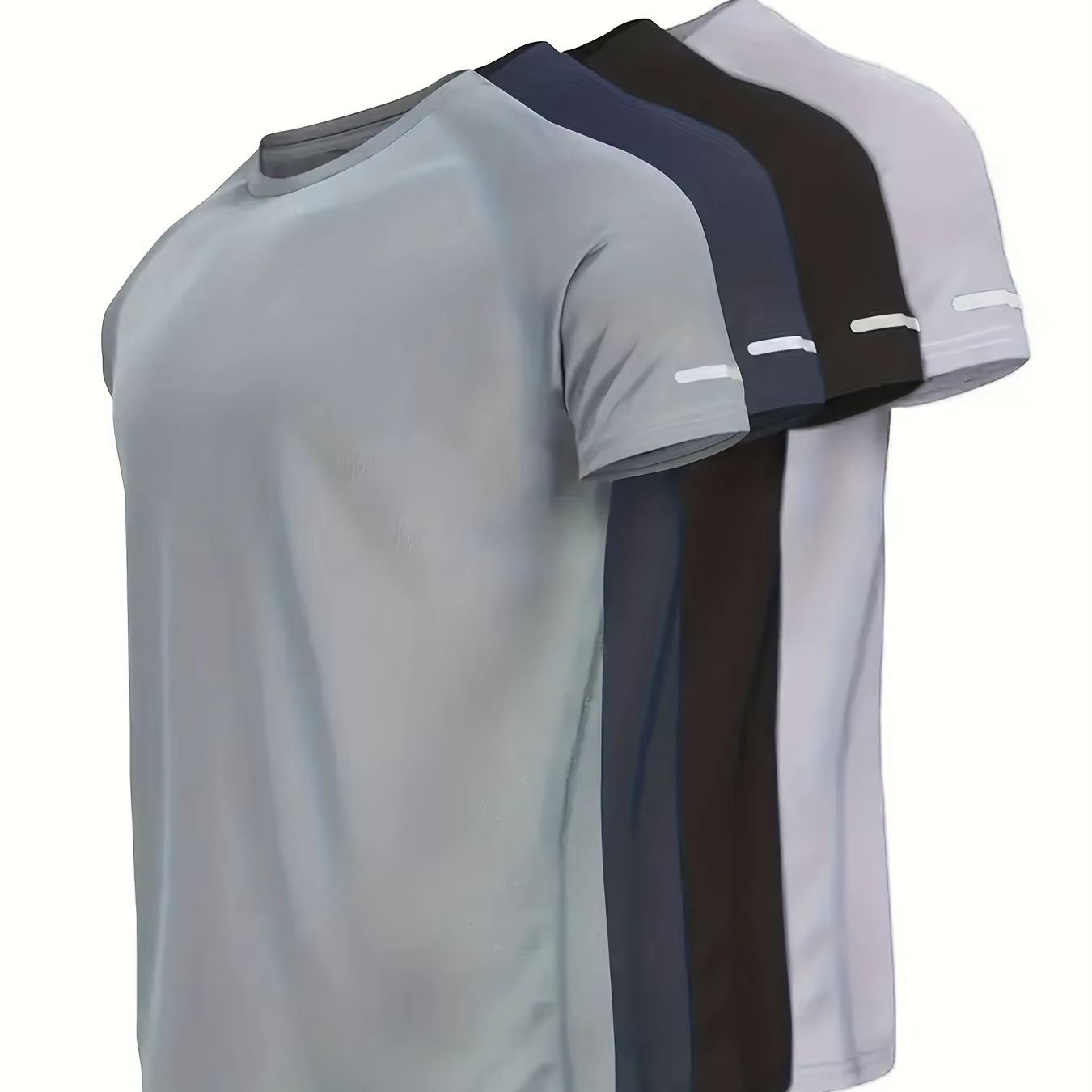1/4 Pcs Summer Men's Leisure Sports Multicolor Quick-drying Short-sleeved Teens Loose Solid Color Running Fitness Playing T-shir