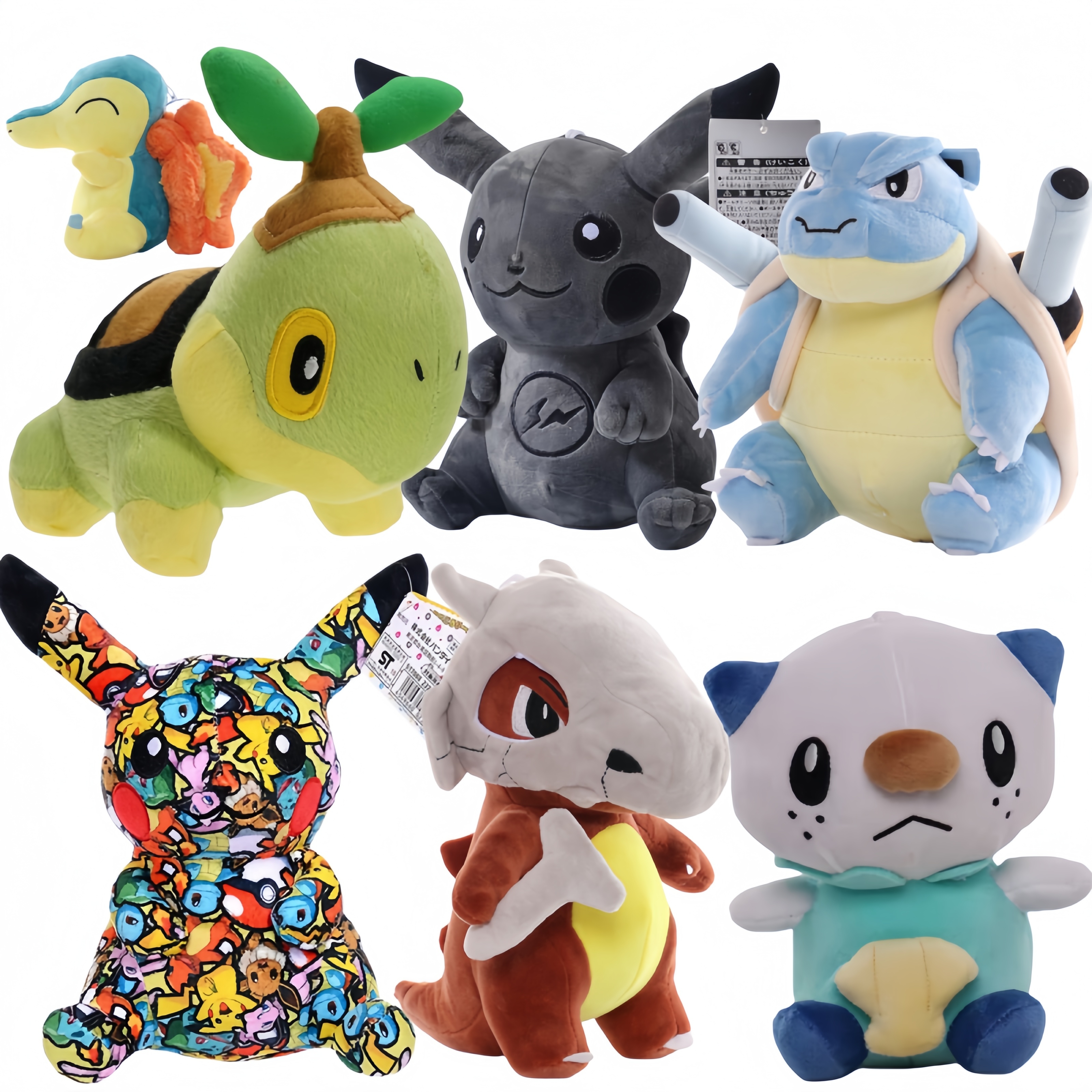Black Color Pikachu Turtwig Doll Peluche Squirtle Cyndaquil Cubone Blastoise Oshawott Pokemon Plush ToysStuffed Doll Xmas