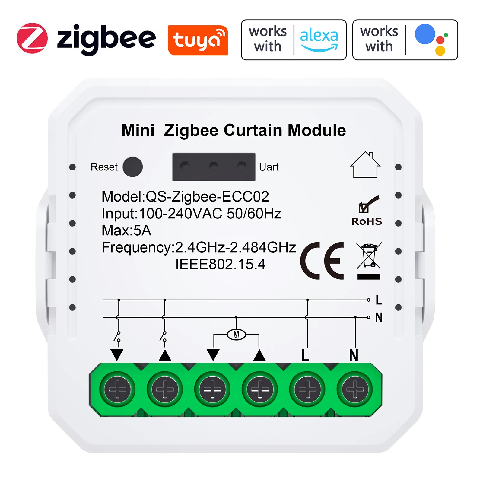 Tuya WIFI ZigBee RF Module Extensible Curtain Timer Controller Curtain Smart Switch Module For Alexa Google Home Voice Control