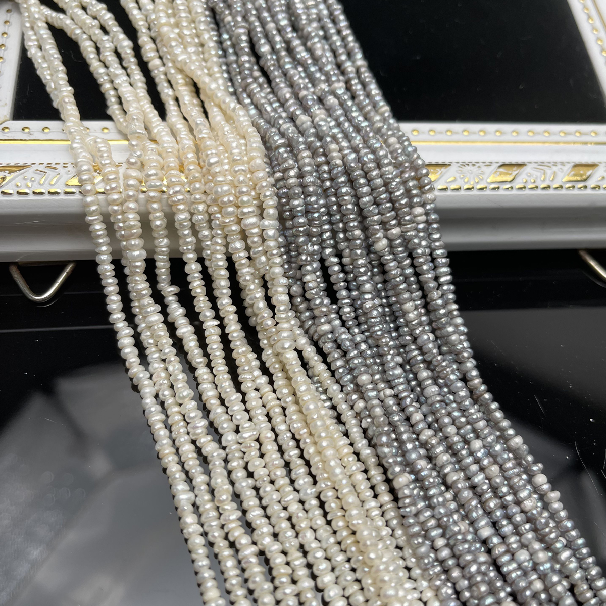 2-2.5mm Natural Freshwater Pearls Punch Pearl Beads for Jewelry Making DIY Women Men Necklace Bracelets Earrings Daily 36cm