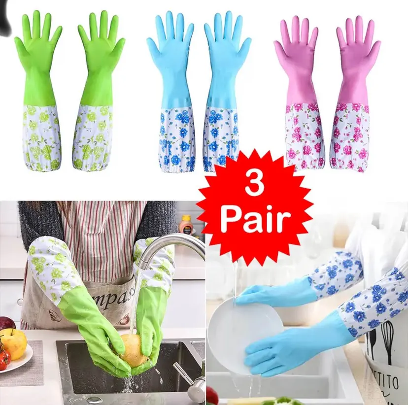 Dish Washing Winter Kitchen Gloves - 3 pair set