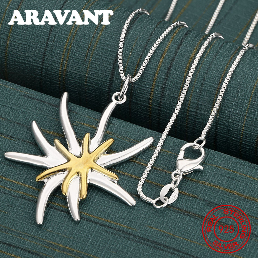 925 Sterling Silver Double-Layer Gold And Silver Hexagonal Star Pendant Necklace, Women'S Design, Engagement Jewelry