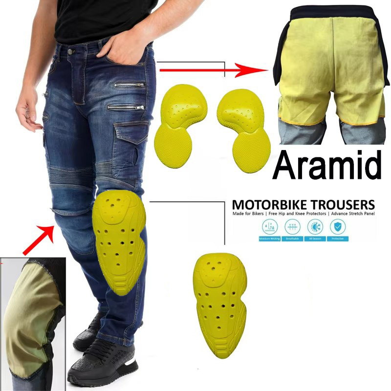 Kevlar Motorcycle Jeans Men Protective Riding Trousers Aramid Motocross Pants Armor Gear CE
