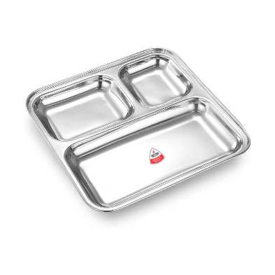 Stainless Steel Square Partitioned Plate Momo Plate Sekuwa Plate Baby Plate 12cm