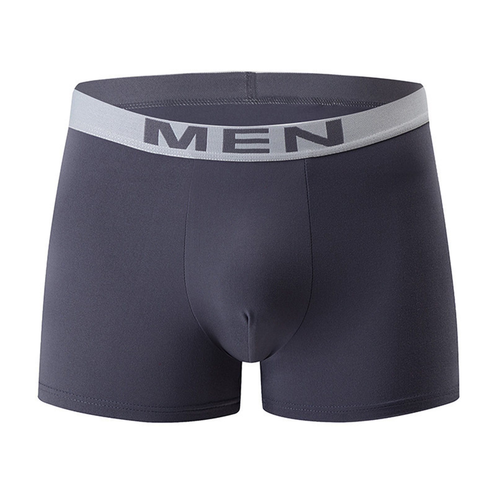 Men Solid Color Boxer Briefs Trendy Elastic Waistband Underwear Casual Mid Waist Trunks Stretchy Smooth Slim Fit Shorts