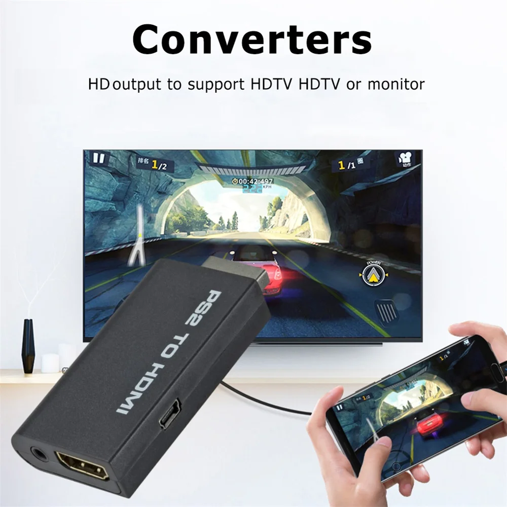 1-3Pcs For PS2 to HDMI-Compatible Audio Converter 1080P Full HD Video Conversion Transmission Interface Game Console to HDTV