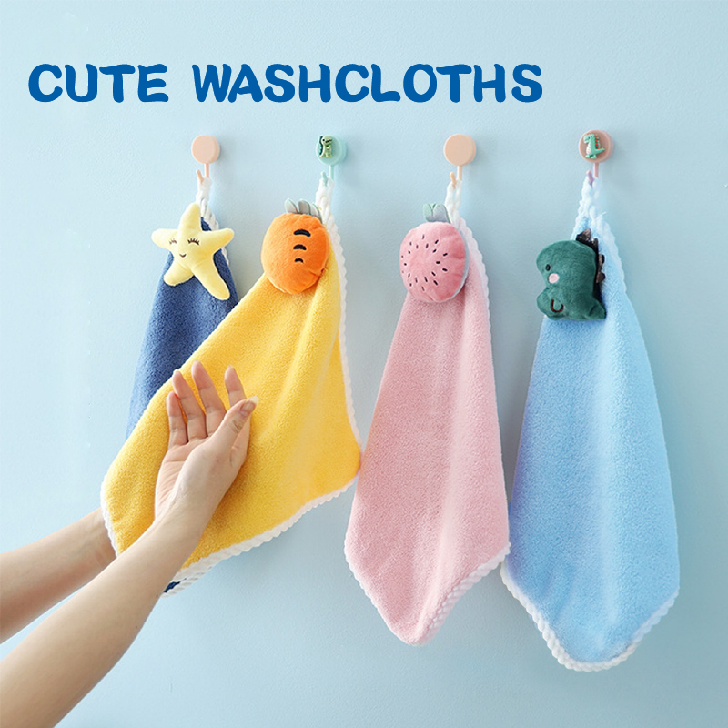 1/2 /4 Pcs Cute Hand Towels Kids Baby Microfiber Fingertip Towels Super Absorbent Hand Towels for Infant, Suitable For Bathroom