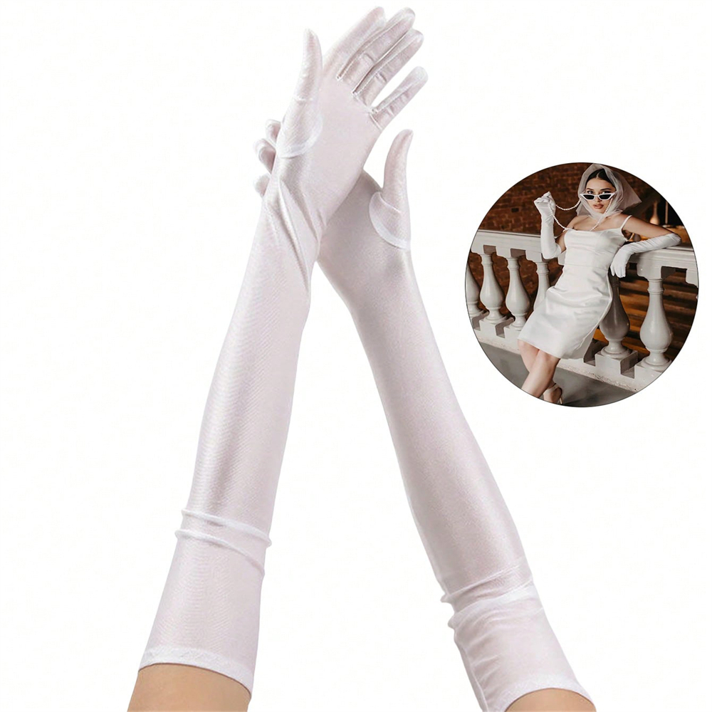 1 pair Fashion Women Spandex Elasticity Opera Elbow Long Gloves Solid Sun Protection Party Prom Etiquette Performanc