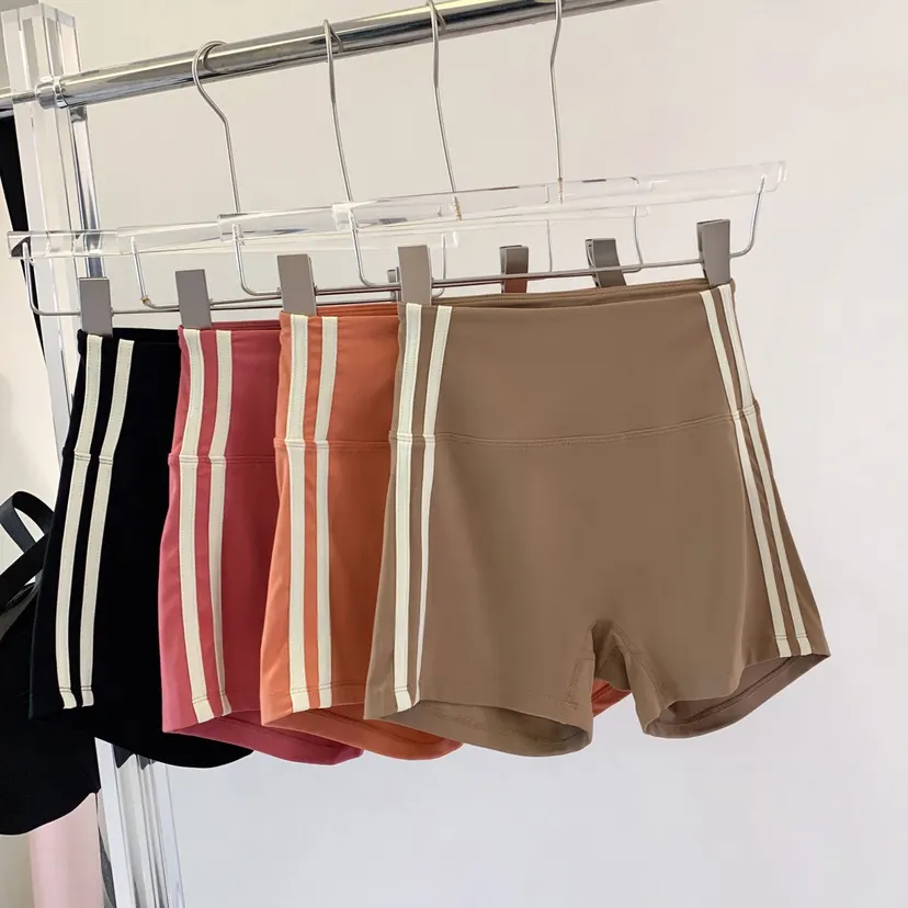 Contrast Striped Side Cycling Shorts Active Wear Women Skinny Biker Shorts 2025 Summer Fitness Casual Black Shorts