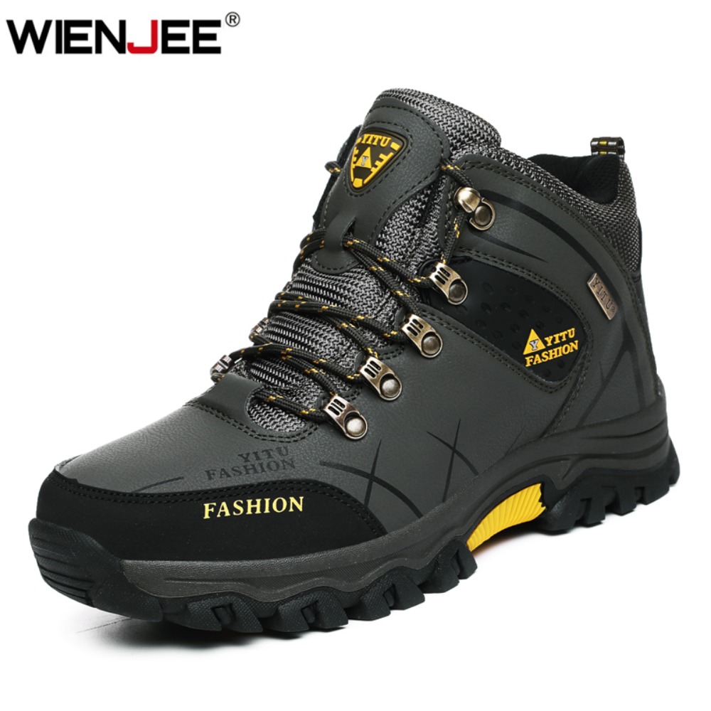 Winter Leather Men Boots with Fur Warm Snow Boots Men Comfort Casual Shoes Sneakers High Top Western Ankle Boots Waterproof