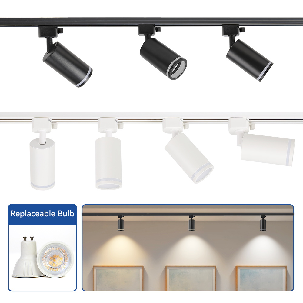 Whole Set Parts LED Track Light GU10 Replaceable Light Bulbs Lustre Lighting Rail Spot Lamp Barber Shop Home 220V Led Spotlights