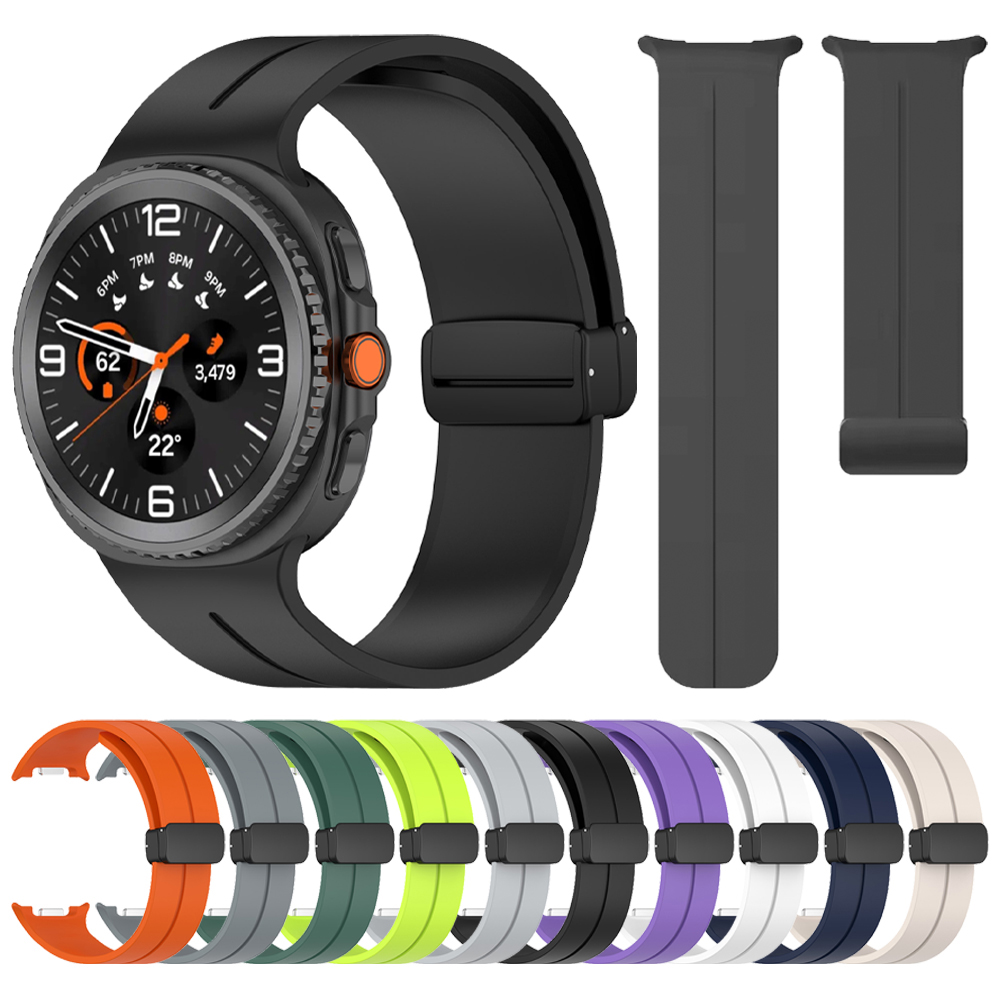 for Samsung Galaxy Watch 8 Classic Sports Silicone Straps Galaxy Watch 8 44/40MM 46MM Magnetic Folding Buckle Watchband Bracelet