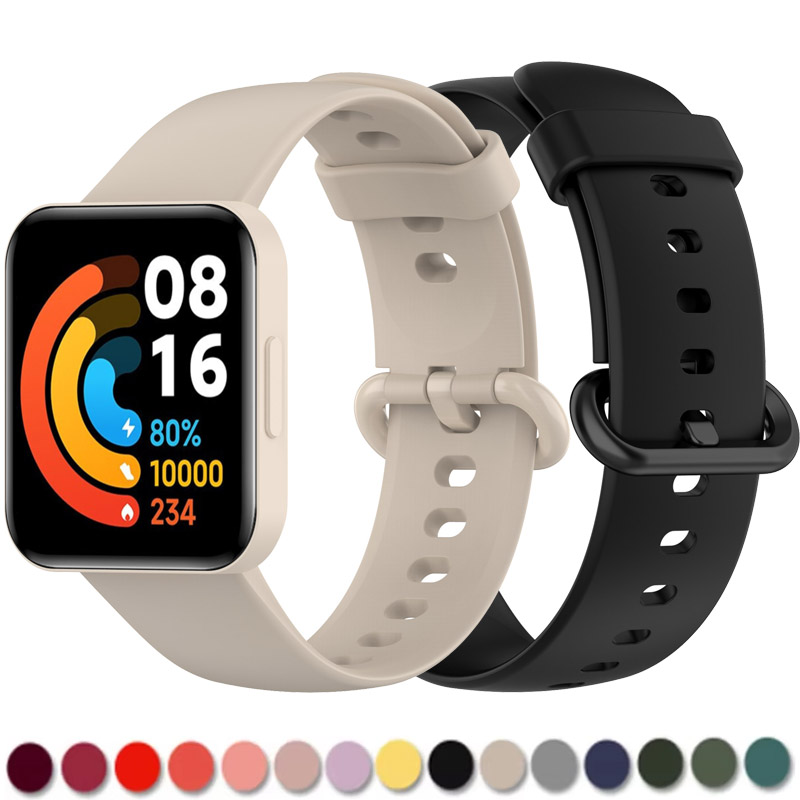 Silicone Strap for Redmi Watch 2 Lite Black Replacement Sport Bracelet Wristband for Watch Band with Screen Protector