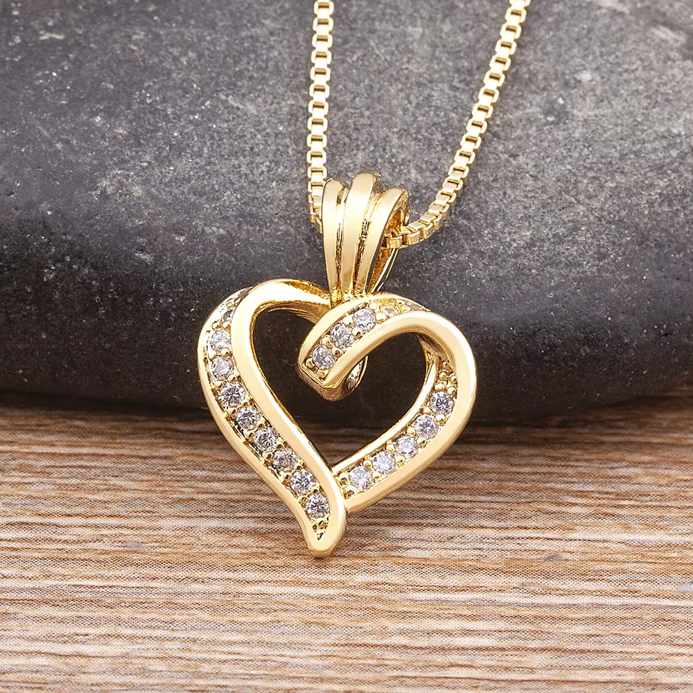 Hollow Creative Spiral Romantic Heart Pendant Necklace For Women Lovers Clavicle Chain Chocker Female Cute Zircon Jewelry