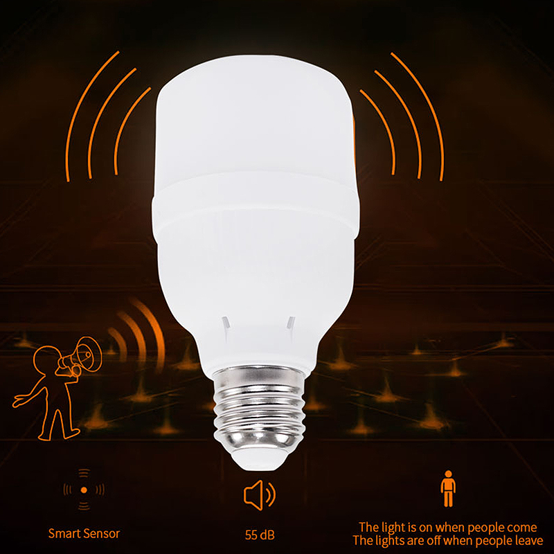 E27 220V Sound and Light Sensor Bulb PIR Sensor Light for Warehouses Hallways Bathrooms Balconies European Specification Bulb