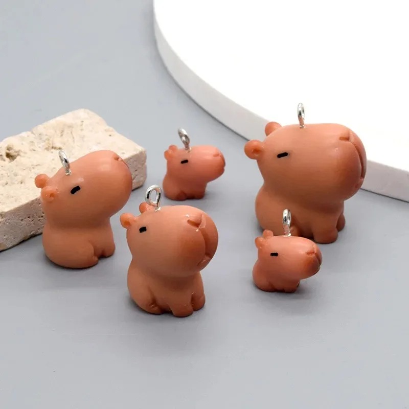 10pcs Kawaii Mini 3D Capybara Resin Charms Lovely Lazy Cavy Animal Pendant DIY Crafts For Earring Jewelry Make pen gpt