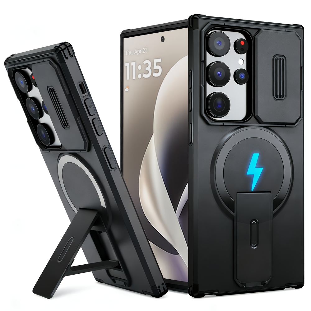 Camera Protection Magnetic Stand Holder Case for S26 S25 S24 Plus S25FE S23 Ultra A57 A56 A55 A36 A16 Shockproof Cover