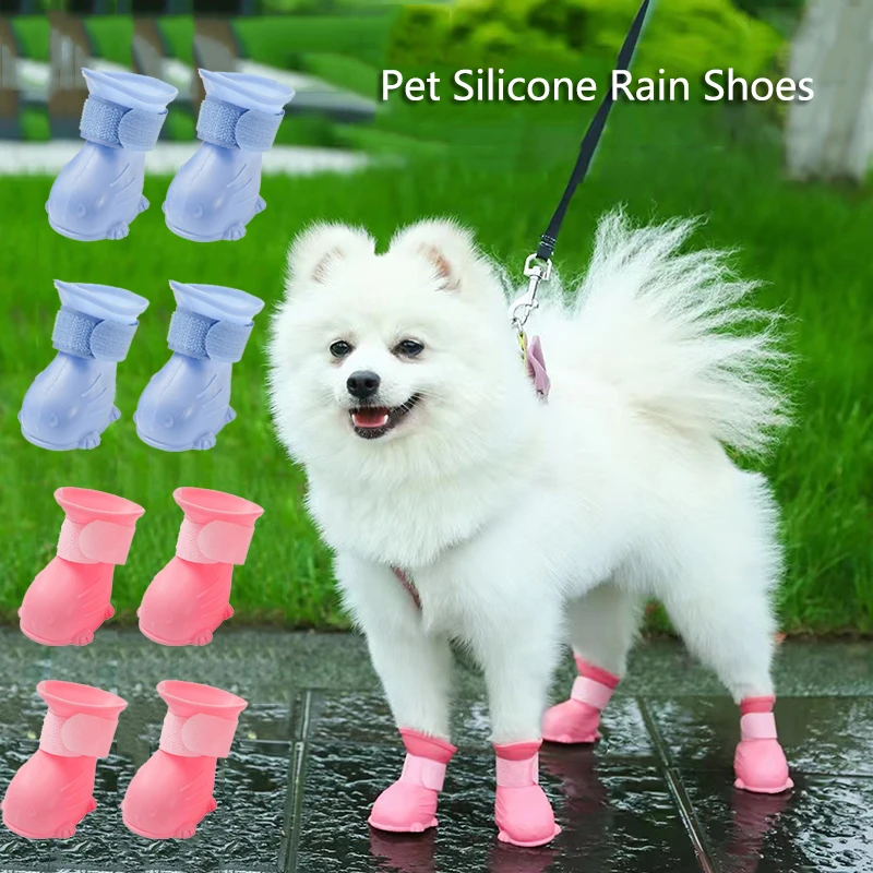 4-Piece Waterproof Dog Rain Shoes Non-Slip Boots for Dogs Cats Versatile Outdoor Pet Footwear for All Seasons