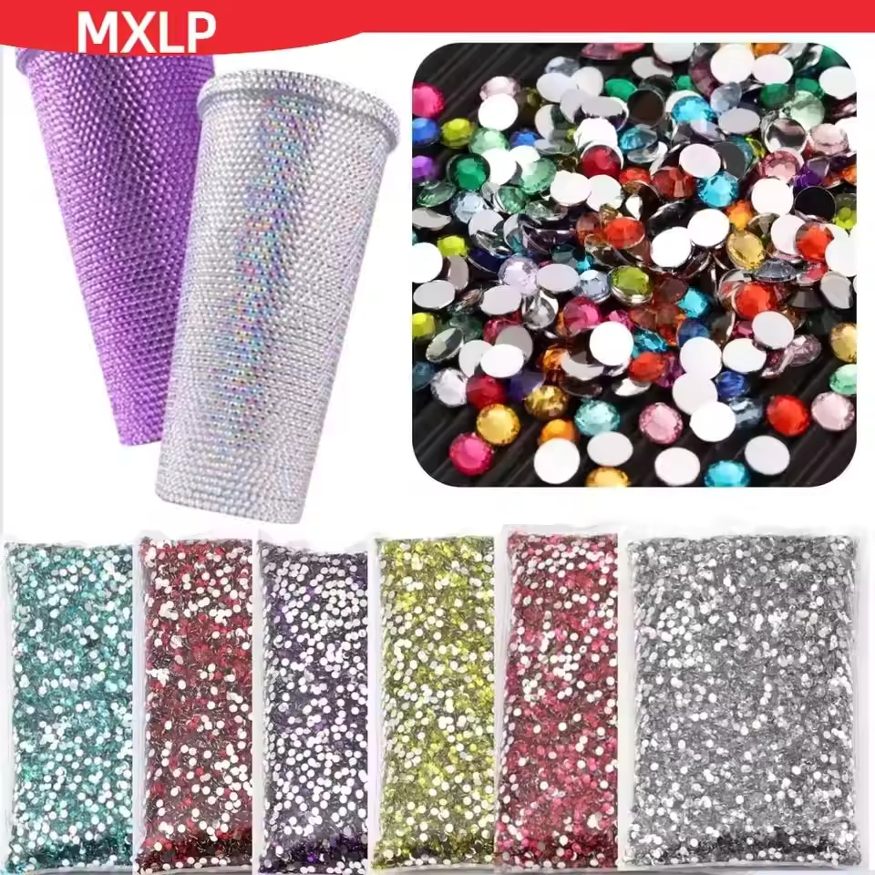 Bulk Wholesale 2mm 3mm 4mm 5mm 6mm Resin Non Hot Fix Rhinestones Flat Back Plastic Crystals Nail DIY Glitters Rhinestones