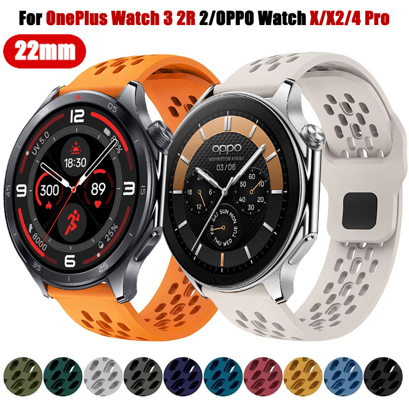 22mm Silicone Strap For OnePlus Watch 3 2R 2 Mesh Breathable Sports Bracelet For OPPO Watch X/X2/OPPO Watch 4 Pro Wrist Band