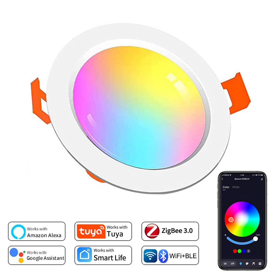 Zigbee Tuya Smart LED Downlight WiFi BLE 5W 7W 10W 15W 85-265V Round Spotlight Smart Life APP Remote Control Alexa Home