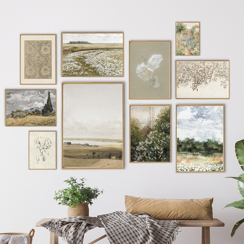 Summer Landscape Vintage Oil Painting Canvas Poster Spring Neutral Gallery WallSuitable for Decoration in Living and Offices