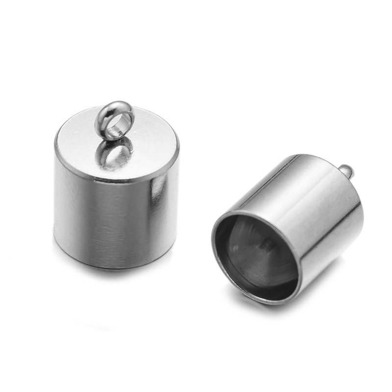 20pcs Stainless Steel Leather Cord Ends Cap Terminators Finding for DIY Kumihimo Necklace Beacelet Jewelry Tassel Making Supply
