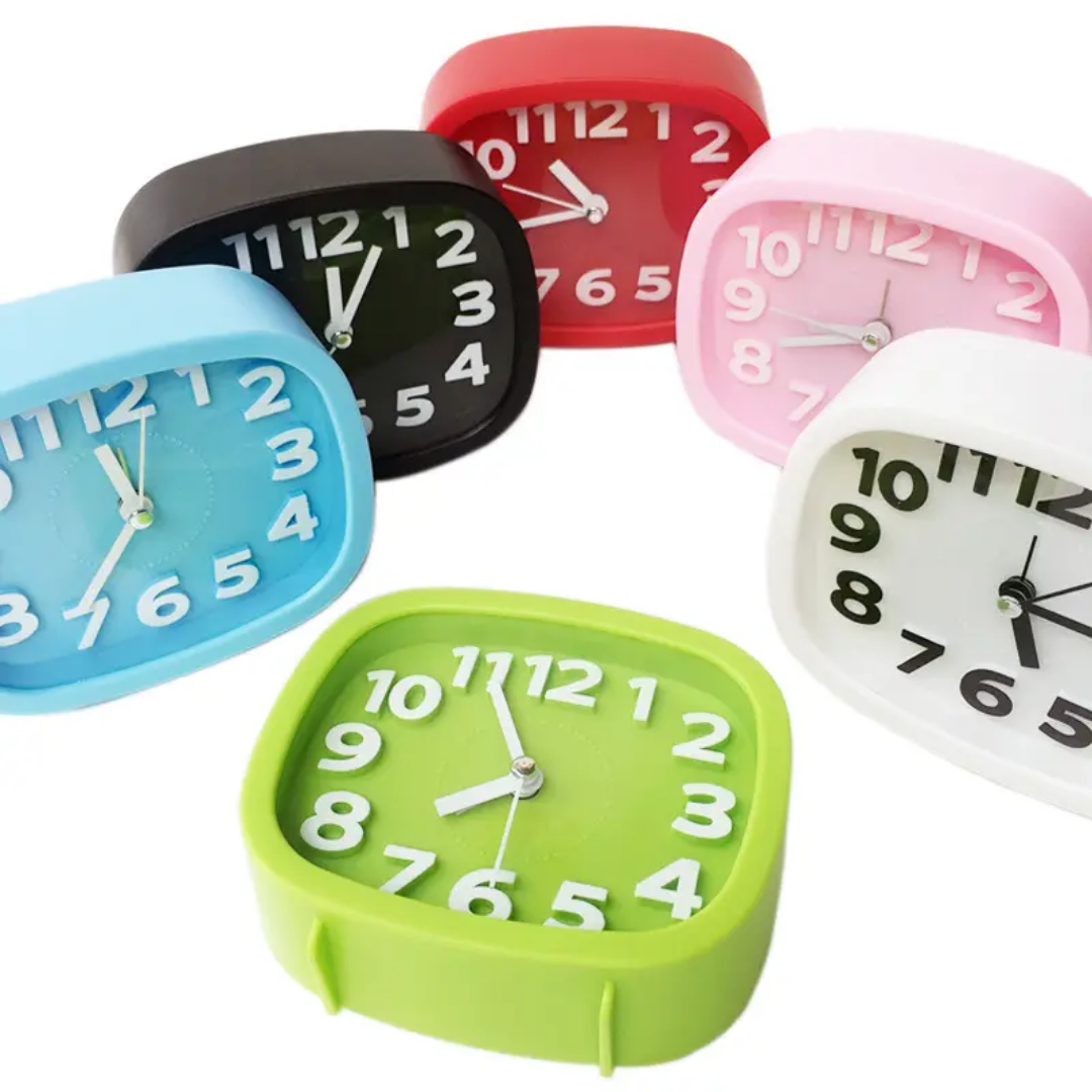 alarm clock Simple Fashion Creative Alarm Clock Mute 3D Stereo Digital Candy Color Plastic square Alarm Clock