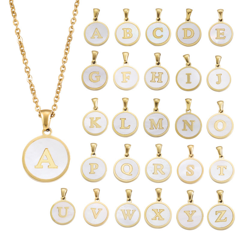 Minimalist Initial Enamel White A-Z Pendant Letter Alphabet Personalize Pendant Necklace for Women Men Jewelry