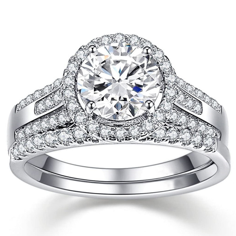 Huitan Fashion 2Pcs/Set Women Rings with Dazzling Cubic Zirconia Romantic Teardrop CZ Ring Wedding Engage Party Lady's Jewelry