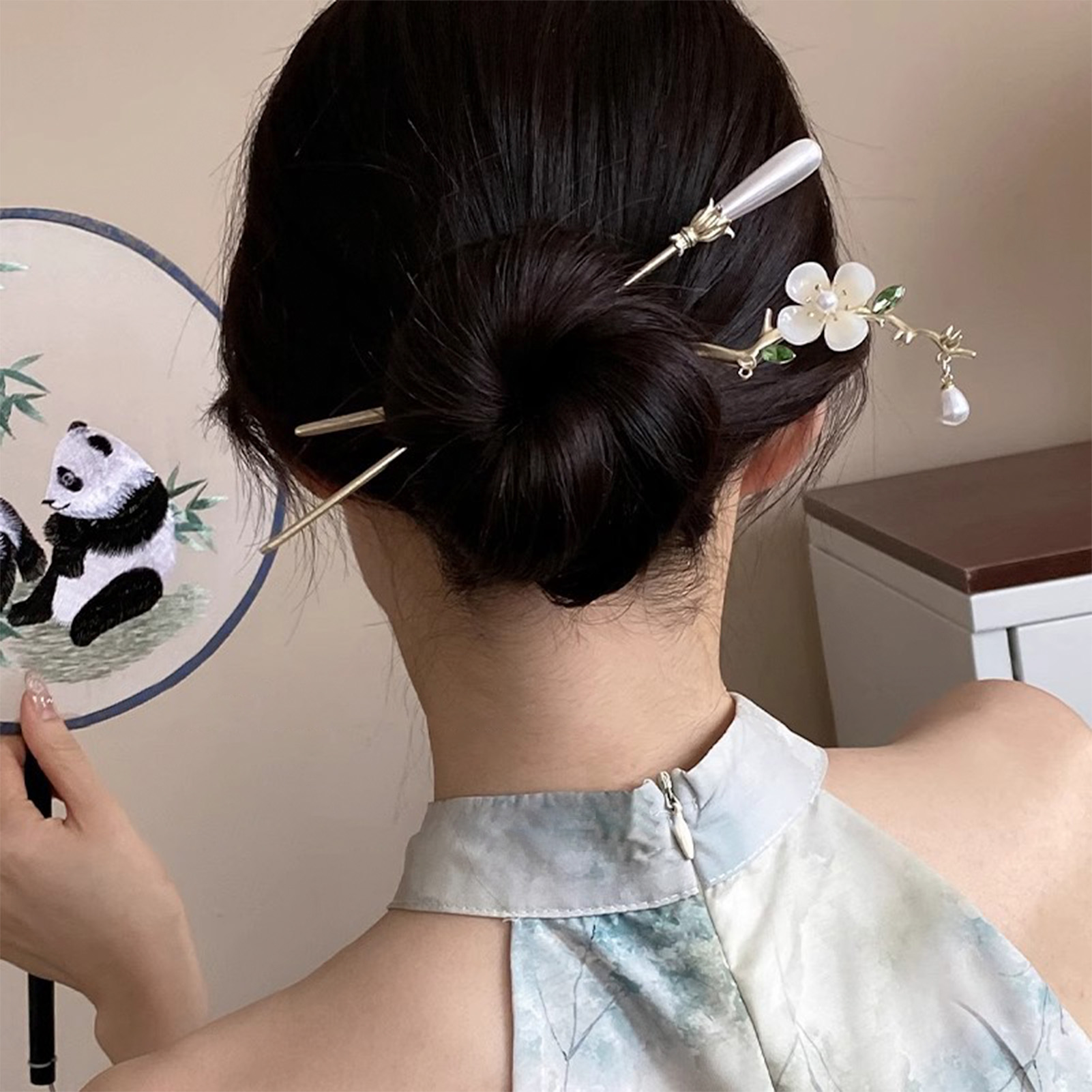 Retro Alloy Flower Hairpins Romantic Chinese Style Tassel Hair Forks Elegant Hanfu Hair Accessories Suitable For Daily Wear