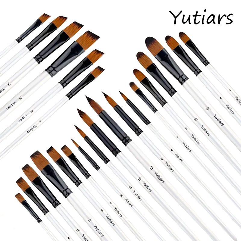 6/24pcs Professional Artist Paint Brush Set Various Different Shapes for Oil, Acrylic, Watercolor, Gouache Painting