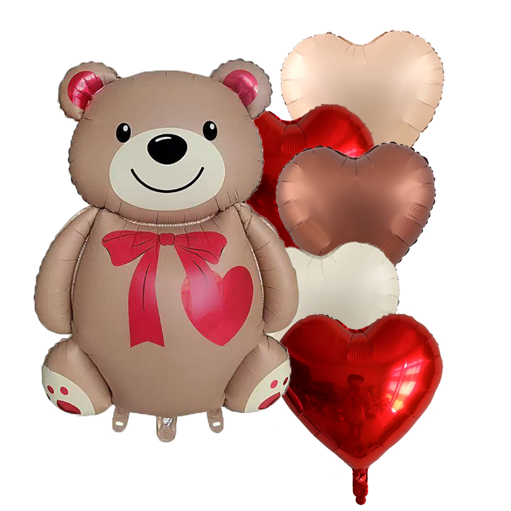 Love Heart Bear Foil Balloons Happy Birthday Valentine’s Day Party Decor Air Helium Globos Wedding Decorations Kids Toys Balloo
